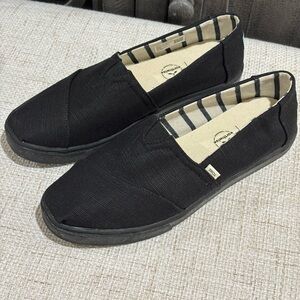 Toms Black Canvas Alpargata Slip-On Loafers